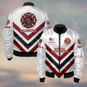 Custom Name & Fire Department Proudly Served Valorstep Firefighter #DQH0351 - Bomber Jacket