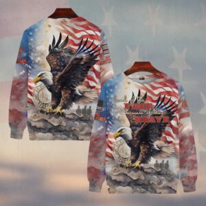Custom Name & Fire Department Land Of The Brave Firefighter #DQH0354 - Sweatshirt