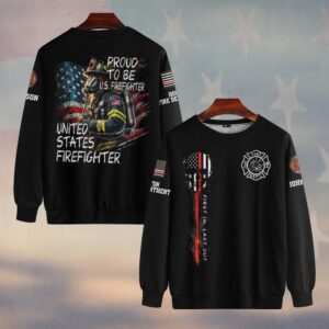 Custom Name & Fire Department Proud to Be U.S. Firefighter #DQH0357 - Sweatshirt