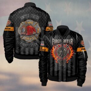 Custom Name & Fire Department Firefighter Legacy Flame #DQH0359 - Bomber Jacket