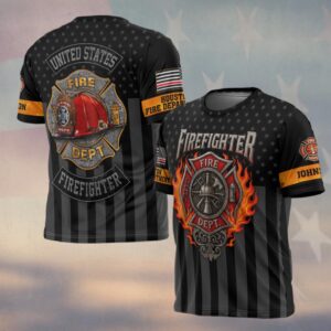 Custom Name & Fire Department Firefighter Legacy Flame #DQH0359 - T-shirt