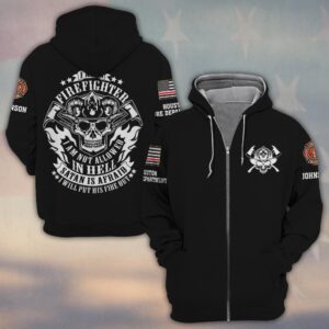 Custom Name & Fire Department Firefighter – Hell’s Not My Home #DQH0369 - Zip Hoodie