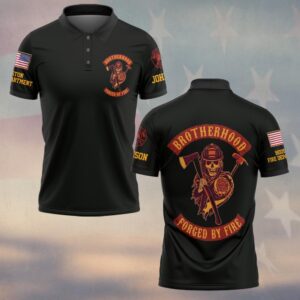 Custom Name & Fire Department Brotherhood Forged By Fire Firefighter #DQH0374 - Polo