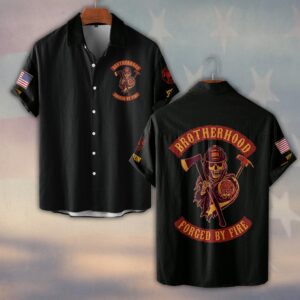 Custom Name & Fire Department Brotherhood Forged By Fire Firefighter #DQH0374 - Short Sleeve Button Shirt