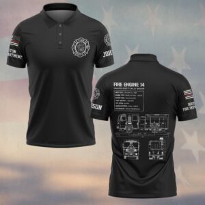 Custom Name & Department Fire Engine Blueprint – Unapologetically Brave #DQH0375 - Polo