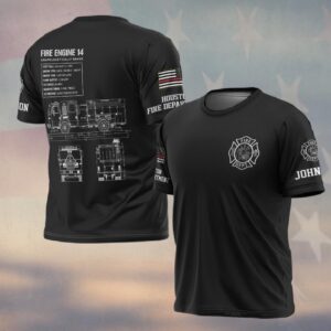 Custom Name & Department Fire Engine Blueprint – Unapologetically Brave #DQH0375 - T-shirt