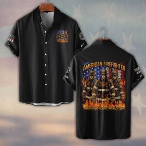 Custom Name & Fire Department American Firefighter Brotherhood #DQH0385 - Short Sleeve Button Shirt
