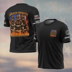 Custom Name & Fire Department American Firefighter Brotherhood #DQH0385 - T-shirt