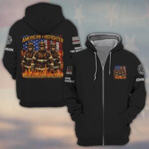 Custom Name & Fire Department American Firefighter Brotherhood #DQH0385 - Zip Hoodie