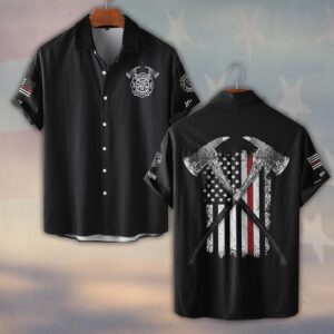 Custom Name & Fire Department Crossed Axes – Earned, Not Given #DQH0387 - Short Sleeve Button Shirt