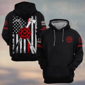 Custom Name & Fire Department Halligan And Axe #DQH0388 - Hoodie