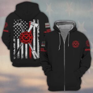 Custom Name & Fire Department Halligan And Axe #DQH0388 - Zip Hoodie