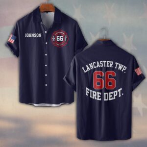 Custom Name, Number & Fire Dept Station Pride #DQH0396 - Short Sleeve Button Shirt