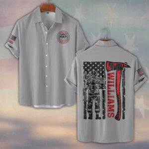 Custom Name & Fire Dept Volunteer Strong – Tillman Axe #DQH0397 - Short Sleeve Button Shirt