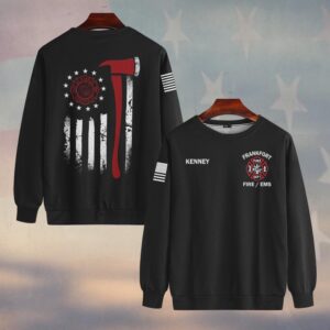 Custom Name & Department & City Red Line Axe Patriot Firefighter #DQH0398 - Sweatshirt