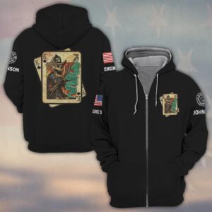 Custom Name & Text Ut Alii Vivant King Cards Firefighter #DQH0412 - Zip Hoodie