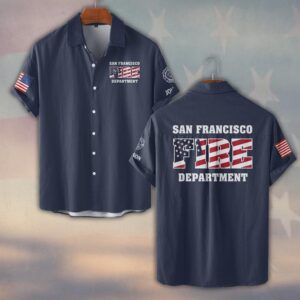 Custom Name & Fire Department USA Firefighter #DQH0417 - Short Sleeve Button Shirt