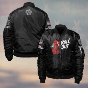 Custom Name & Fire Department Roll Out Hose Firefighter #DQH0418 - Bomber Jacket