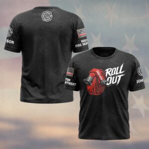 Custom Name & Fire Department Roll Out Hose Firefighter #DQH0418 - T-shirt