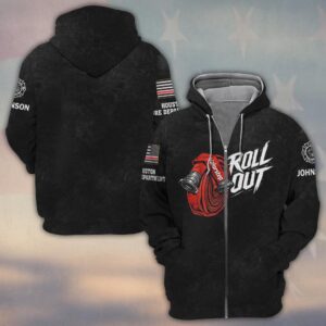 Custom Name & Fire Department Roll Out Hose Firefighter #DQH0418 - Zip Hoodie