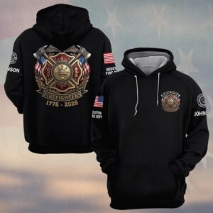 Custom Name & Fire Department USA Firefighter 1776 - 2006 #DQH0421 - Hoodie