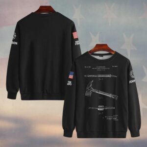 Custom Name & Fire Department Hook & Axe Blueprint Firefighter #DQH0422 - Sweatshirt