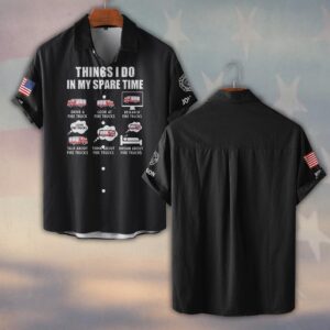 Custom Name & Fire Department Things I Do In My Spare Time #DQH0423 - Short Sleeve Button Shirt