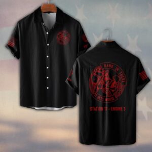 Custom Name & Text Hang In There It Get Worse Firefighter #DQH0425 - Short Sleeve Button Shirt
