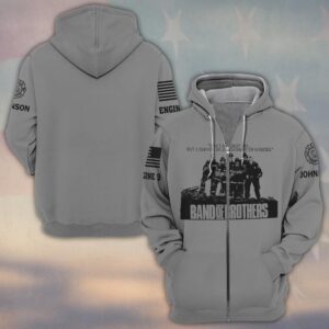 Custom Name & Fire Department Band Of Brothers Firefighterr #DQH0426 - Zip Hoodie