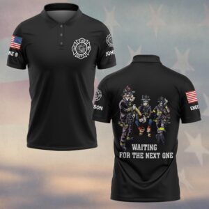Custom Name & Text Waiting For The Next Call Firefighter #DQH0427 - Polo