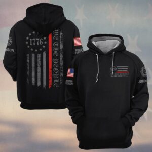 Custom Name & Fire Department We The People 1776 Red Line Firefighter #DQH0438 - Hoodie