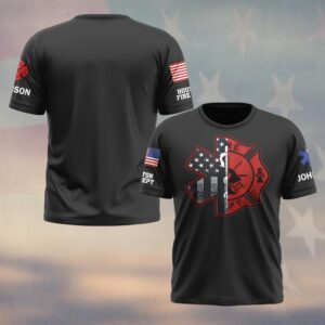 Custom Name & Department Stars & Shield First Responders #DQH0441 - T-shirt