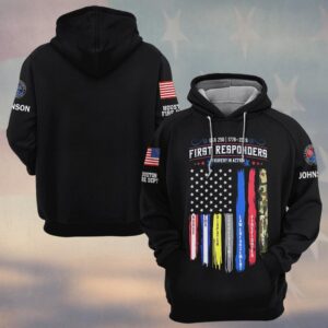 Custom Name & Department USA 250 First Responders Bavery In Action #DQH0444 - Hoodie