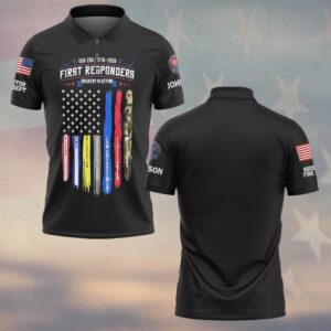 Custom Name & Department USA 250 First Responders Bavery In Action #DQH0444 - Polo