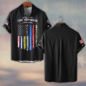 Custom Name & Department USA 250 First Responders Bavery In Action #DQH0444 - Short Sleeve Button Shirt