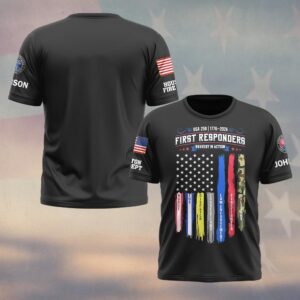 Custom Name & Department USA 250 First Responders Bavery In Action #DQH0444 - T-shirt