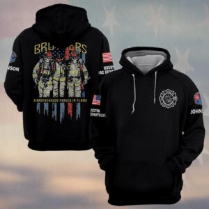 Custom Name & Department A Brotherhood Forged In Flame Firefighter #DQH0447 - Hoodie