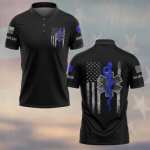 Custom Name & Department Star Of Life Medic Flag First Responders #DQH0449 - Polo