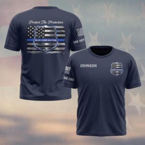 Custom Name & Department Blue Lives Matter First Responders #DQH0450 - T-shirt