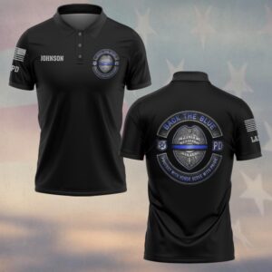 Custom Name & Department Back The Blue Protect With Honor First Responders #DQH0451 - Polo