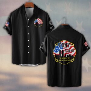 Custom Name & Department In Memory of Our Fallen Heroes Firefighter #DQH0462 - Short Sleeve Button Shirt