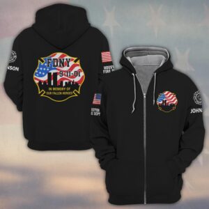Custom Name & Department In Memory of Our Fallen Heroes Firefighter #DQH0462 - Zip Hoodie