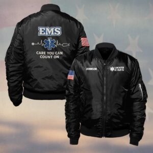 Custom Name & Department EMS Care You Can Count On First Responders #DQH0468 - Bomber Jacket