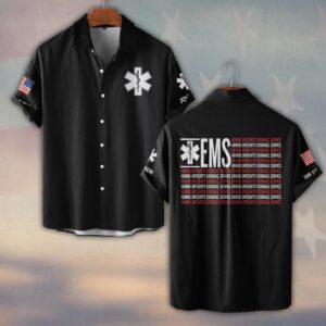 Custom Name & Department EMS Honor Integrity Courage First Responders #DQH0472 - Short Sleeve Button Shirt