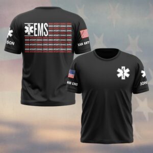 Custom Name & Department EMS Honor Integrity Courage First Responders #DQH0472 - T-shirt