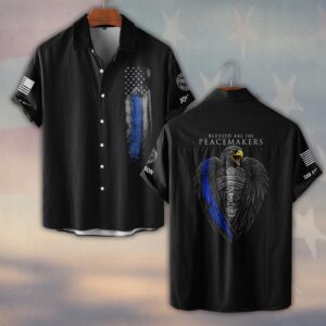 Custom Name & Department Blessed Are The Peacemakers #DQH0478 - Short Sleeve Button Shirt