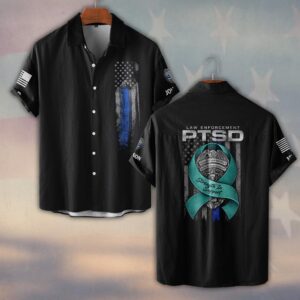 Custom Name & Department Law Enforcement PTSD Strength In Support #DQH0479 - Short Sleeve Button Shirt