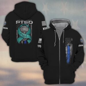 Custom Name & Department Law Enforcement PTSD Strength In Support #DQH0479 - Zip Hoodie