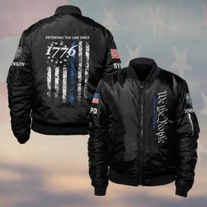 Custom Name & Department Defending The Line Since 1776 Law Enforcement #DQH0481 - Bomber Jacket