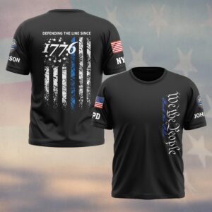 Custom Name & Department Defending The Line Since 1776 Law Enforcement #DQH0481 - T-shirt